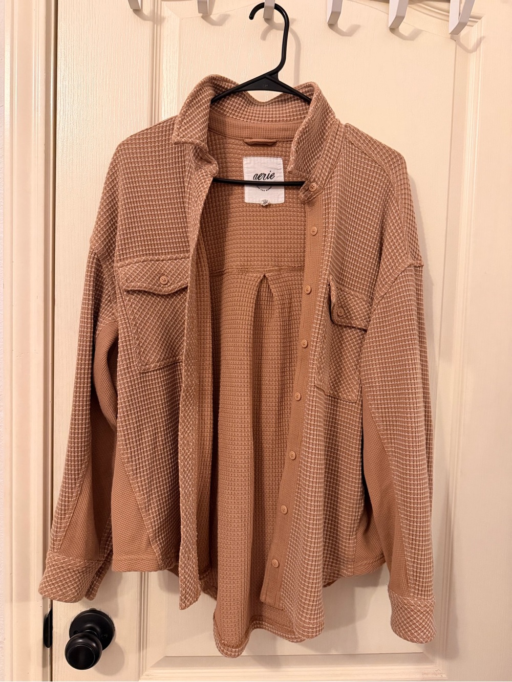 aerie Tan Waffle-Knit Shirt - Picture 2 of 7